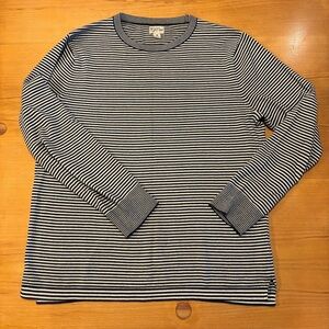 J. Crew - Navy and White Striped Long Sleeve Tee - men’s M - 100% cotton